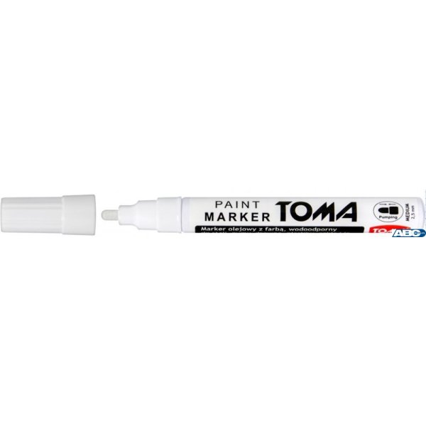 Marker olejowy, fibrowa końcówka 2,5mm, biały TO-440 Toma
