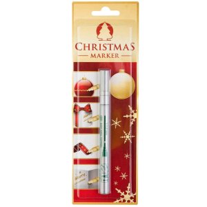 Marker olejowy ICO Christmas, M, okrągły, 1-1,5mm, blister, srebrny