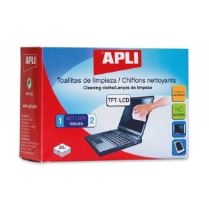 Chusteczki do czyszczenia ekranów TFT / LCD APLI, 2x20szt.