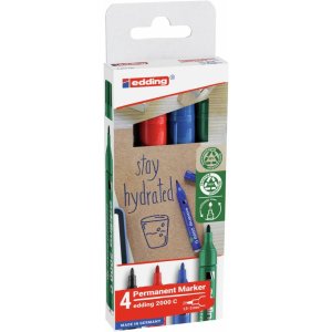 Marker permanentny e-2000c EDDING, 1,5-3 mm, 4 szt., mix kolorów