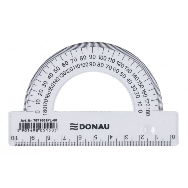 Kątomierz DONAU, 10cm, 180°, transparentny