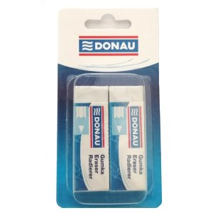 Gumka uniwersalna DONAU, 62x21x11mm, blister - 2szt., biała