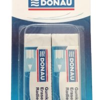 Gumka uniwersalna DONAU, 62x21x11mm, blister - 2szt., biała