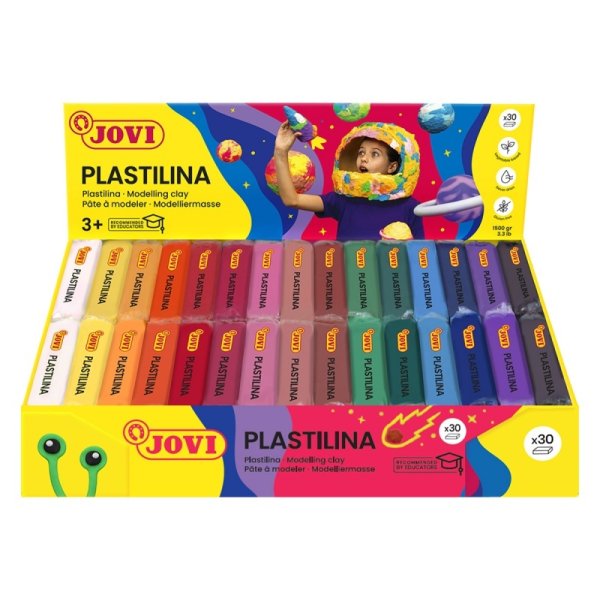 Display plasteliny JOVI, 30x50g, 2x15 kolorów, mix kolorów