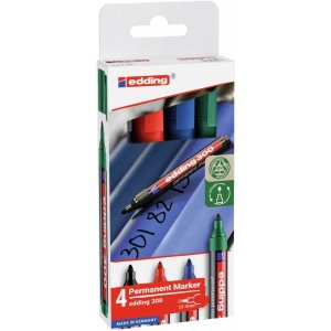 Marker permanentny e-300 EDDING, 1,5-3 mm, 4 szt., mix kolorów