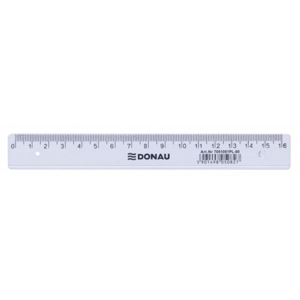 Linijka DONAU, 16cm, transparentna