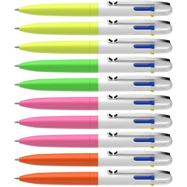 Długopis automatyczny SCHNEIDER TAKE 4 Neon, M, 4 kolory wkładu, 10 szt., mix kolorów