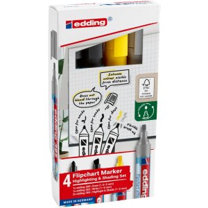 Zestaw markerów do efektów na flipchartach e-385, e-380 i e-383 EDDING, 4 szt., mix kolorów