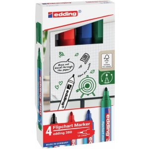 Marker do flipchartów e-380 EDDING, 1,5-3 mm, 4 szt., mix kolorów