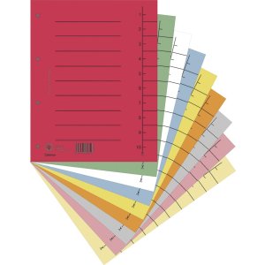 Przekładka DONAU, karton, A4, 235x300mm, 1-10, 1 karta, mix kolorów