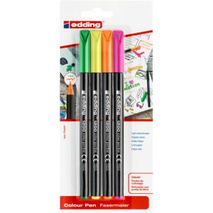 Pisak z cienką końcówką e-1200 EDDING, 1 mm, blister, 4 szt., mix kolorów