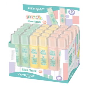 Klej w sztyfcie KEYROAD Jelly Gel, przezroczysty, 9g, display, mix kolorów