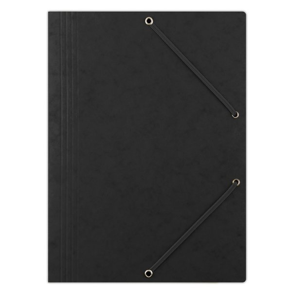 Teczka z gumką DONAU, preszpan, A4, 390gsm, 3-skrz., czarna