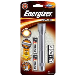 Latarka ENERGIZER Metal  +  2szt. baterii AA, srebrna