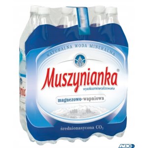 Woda MUSZYNIANKA 1.5L średnionasycona CO2 zgrzewka 6 szt. KAUCJA