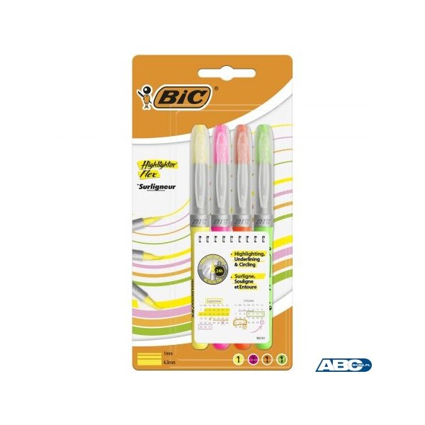 Zakreślacze BIC Highlighter Flex mix AST Etui 4szt, 950470