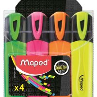 Zakreślacz FLUO PEPS mix kolorów 4szt etui z zawieszką MAPED 742547