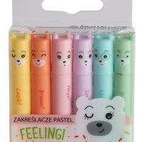 Zakreślacze mini, Feelingi,  6 kol. pastelowych, Happy Color HA 4130 01PA-WP6