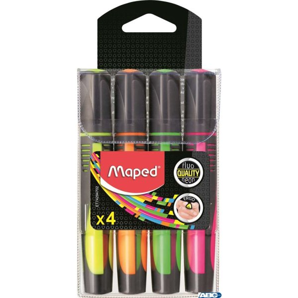 Zakreślacz FLUO PEPS max mix kolorów 4szt etui pud. z zaw. MAPED 742947