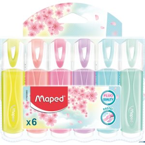 Zakrelacz FLUO PEPS pastel mix kolor. 6 szt etui pud.z zaw. 742558 MAPED
