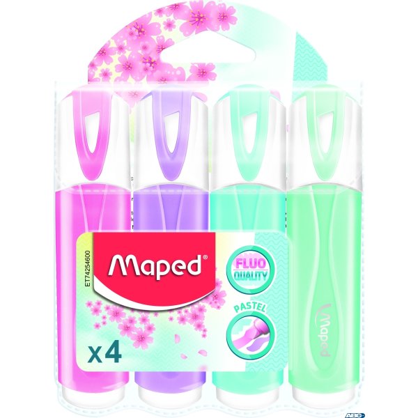 Zakreślacz FLUO PEPS pastel mix kolorów 4 szt etui pud.z zaw.742546 MAPED