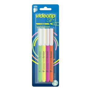 Zakreślacz ICO Videotip Slim C, Fluo, 4 szt., blister, mix kolorów