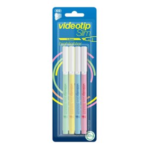 Zakreślacz ICO Videotip Slim C, Fluo, 4 szt., blister, mix kolorów pastel