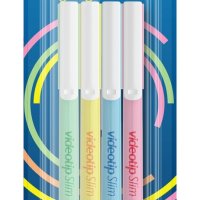 Zakreślacz ICO Videotip Slim C, Fluo, 4 szt., blister, mix kolorów pastel