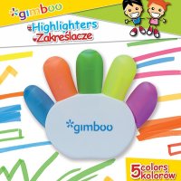 Zakreślacz GIMBOO,w kształcie rączki, blister, mix kolorów