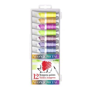 Farby tempera ICO COLOURS, 12x12ml, mix kolorów