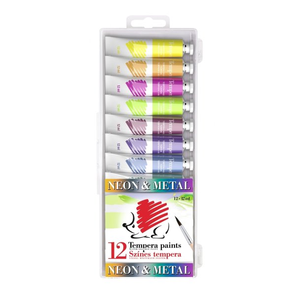 Farby tempera ICO COLOURS, 12x12ml, mix kolorów