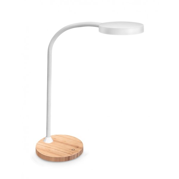 Lampka na biurko CEP CLED-0290, Flex, biały z el. drewna