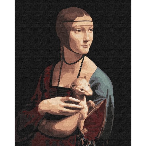 Malowanie po numerach IDEYKA, 40x50 cm, dama z gronostajem, 1 szt., w pudełku