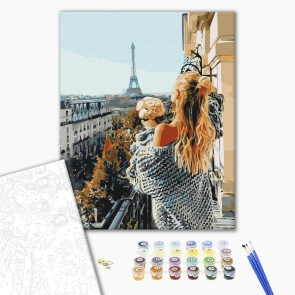 Malowanie po numerach BRUSHME, 40x50 cm, mademoiselle w Paryżu, 1 szt., w pudełku