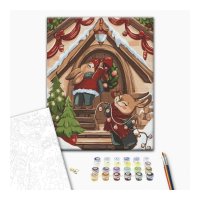 Malowanie po numerach BRUSHME, 30x40 cm, świąteczne króliczki, 1 szt.