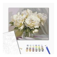 Malowanie po numerach BRUSHME, 40x50 cm, wyśmienita delikatność piwonii, 1 szt., w pudełku