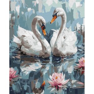 Malowanie po numerach IDEYKA, 40x50 cm, zakochane łabędzie, 1 szt., w pudełku