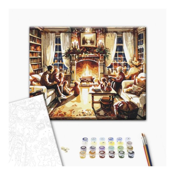 Malowanie po numerach BRUSHME, 40x50 cm, przytulny rodzinny wieczór, 1 szt., w pudełku