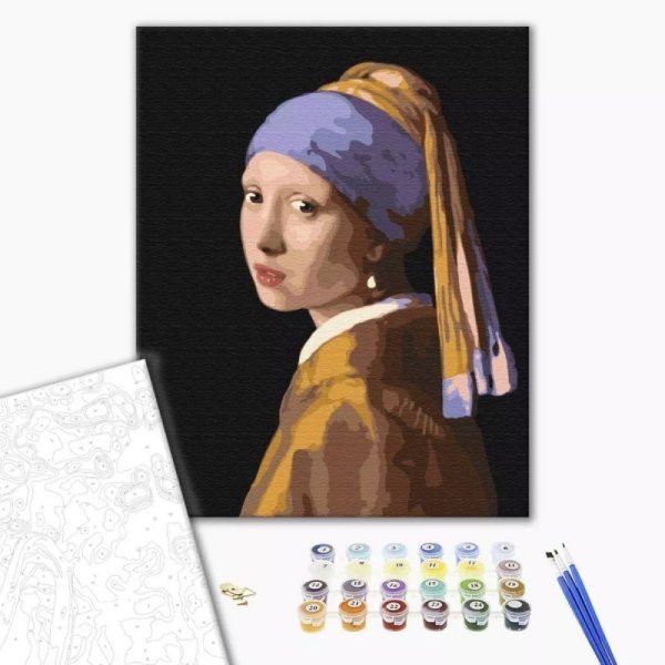 Malowanie po numerach BRUSHME, 40x50 cm, dziewczyna z perłą w kolczyku, 1 szt., w pudełku