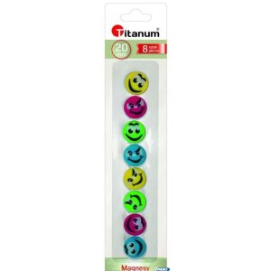 Magnesy do tablic 20mm / 8 SMILEY 249640 TITANUM (X)