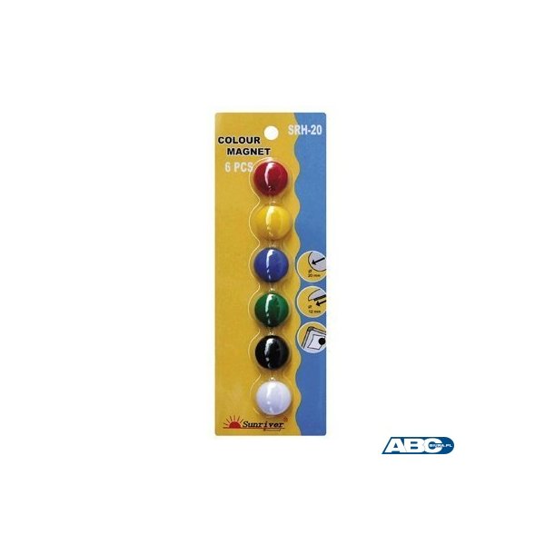 Magnesy ARGO kolorowe WF-20 opakowanie 6sztuk SRH-20