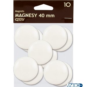 Magnes 40mm GRAND, biały, 10 szt 130-1699