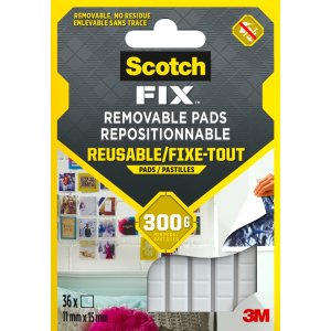 Masa mocująca SCOTCH-FIX, samoprzylepne podkładki, 36 szt. 11x15mm, biała