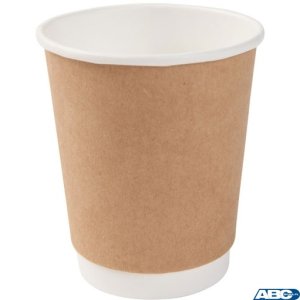 Kubki papierowe dwuwarstwowe biało-brązowe 200 / 250 ml (25 szt.) VDW-8