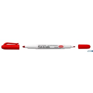Pisaki 2-stronne do białych tablic TOMA, 2 końcówki cienkie 0,5 i 0,8mm, czerwony TO-270 Toma