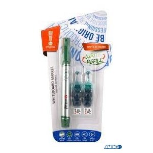 Marker suchościeralny MEMOBE  +  2 ampułki z tuszem, okrągła końcówka, zielony MM010-04