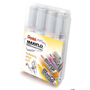 Markery suchościeralne MAXIFLO (4 sztuki) fiolet / brąz / żółty / pomarańcz MWL5M-4W-EFGV PENTEL komplet