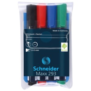 Zestaw markerów do tablic SCHNEIDER Maxx 293, 2-5mm, 4 szt., miks kolorów