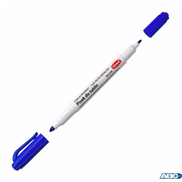 Pisaki 2-stronne do białych tablic TOMA, 2 końcówki cienkie 0,5 i 0,8mm, niebieski TO-270 Toma