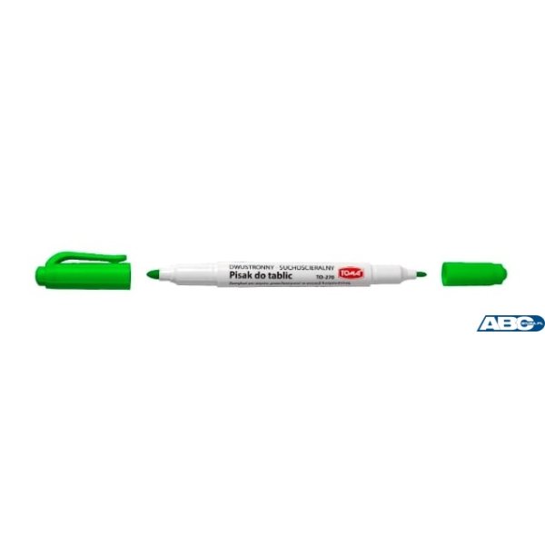 Pisaki 2-stronne do białych tablic TOMA, 2 końcówki cienkie 0,5 i 0,8mm, zielony TO-270 Toma
